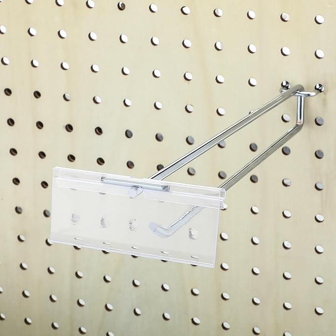 Thyle 100 Pcs Metal Scan Hook with Label Holder for 1/8 to 1/4 Pegboard, Peg Board Hooks with Price Tag, Pegboard Wall Accessories, Metal Hooks for Home Garage Retail Display Supplies (11 Inch)