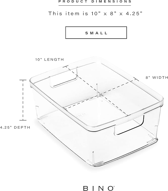 BINO | Plastic Storage Bins, Small - 24 Pack | THE LUCID COLLECTION | Multi-Use Organizer Bins | Built-In Handles | BPA-Free | Pantry Organization | Home Organization | Fridge Organizer | Freezer Org