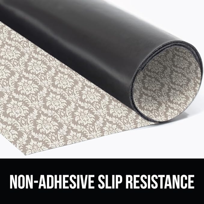 GORILLA GRIP LeakGuard Non-Adhesive Under Sink Mat for Kitchen Cabinet, Waterproof Quick Dry Shelf Liner, Durable Absorbent Felt Mats for Bathroom Sinks, Cabinets, Dresser, 24x24 Damask Taupe Cream