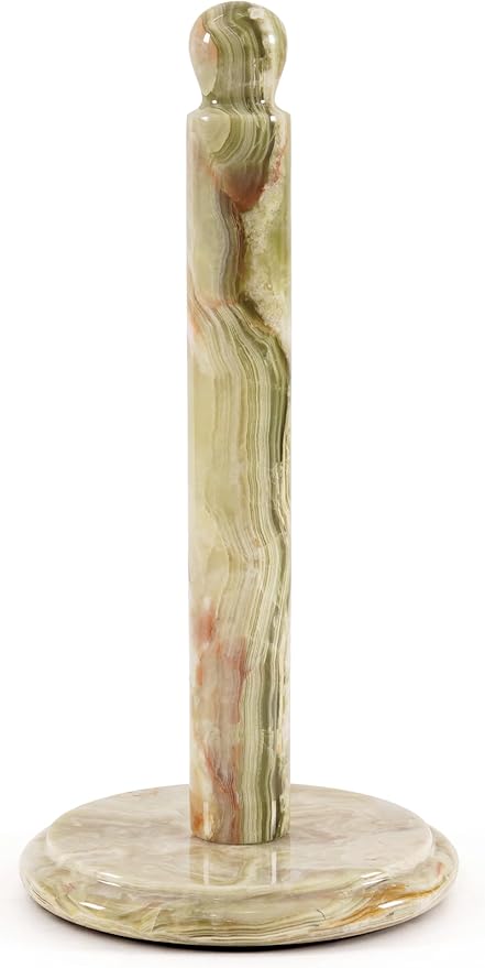 RADICALn Marble Paper Towel Holder Countertop 12.5" Inch Green Onyx Handmade Toilet Paper Towels Stand for Bathroom Counter, Hand Papertowel Holders for Home and Kitchen Décor