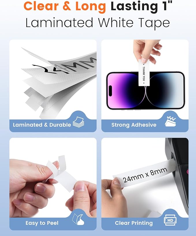 3-Pack 24mm 0.94 Laminated White Tape Replace for Brother Label Maker Tape TZe-251 Compatible with Brother P Touch TZ TZe 1" Refills for PT D610BT D600 700 P710BT PTP750W, Label KINGDOM Tze251