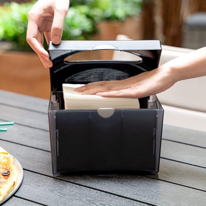 Restaurantware 7.5 x 6 x 6.3 Inch Napkin Holders 1 Rectangle Napkin Dispenser - Tabletop Easy Access Gray Plastic Commercial Napkin Dispensers Refillable For Countertops