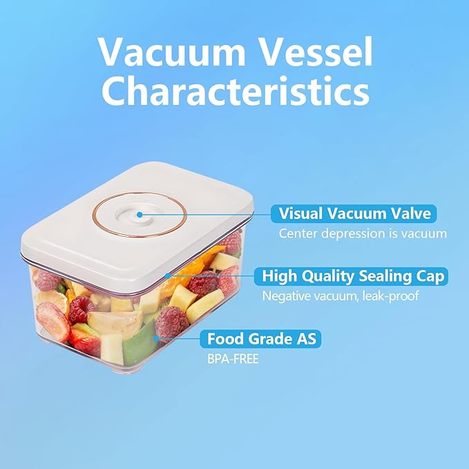 Vacuum Seal Containers, 3Pcs Reusable Food Storage Containers with Lids for Meal Prep and Freezer,BPA-Free，Microwave Safe，Leak-proof,Airtight (Vacuum Sealer Not Included)