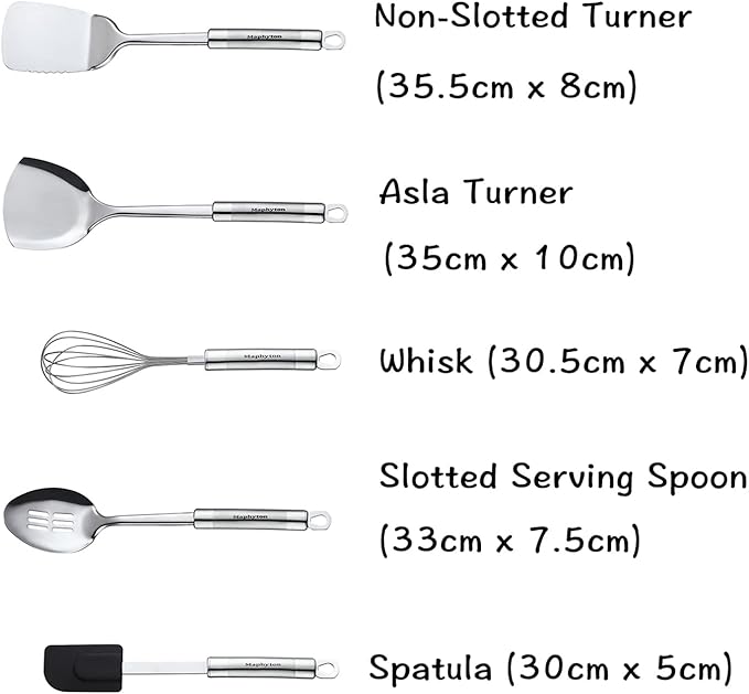 Maphyton Cooking Utensil Set, 11 PCS Stainless Steel Kitchen Utensil Set, Nonstick Kitchen Gadgets Cookware Set with Spatula