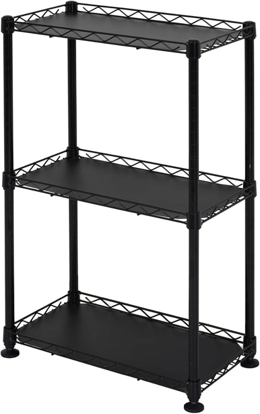 SafeRacks - NSF Certified Storage Shelves, Zinc, Heavy Duty Steel Wire Unit with Adjustable Feet, Garage or Bakers Rack, Kitchen, Pantry Shelf - (18"x10"x30" 3-Tier) (Black)