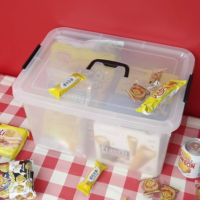 4-Pack 18 L Plastic Storage Box, Clear Latch Storage Bin with Lid