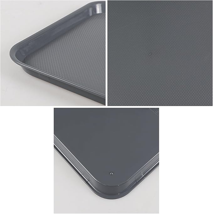 Readsky 6 Packs Plastic Serving Tray, 17.2" x 13.4" Fast Food Plastic Trays, Deep Gray