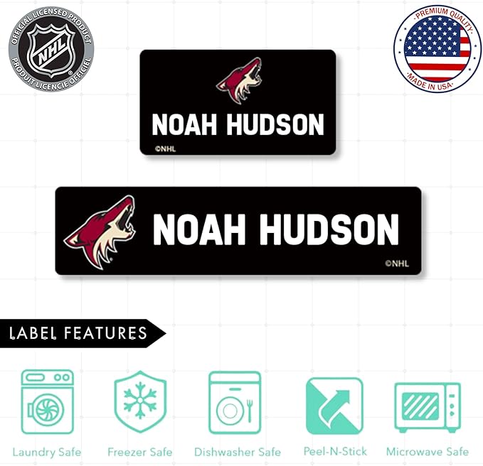 NHL Hockey Labels - Custom Peel and Stick, Waterproof Labels - Great for Organization, Sports, School, Day Camp Labels - 155 Pack (Phoenix Coyotes)