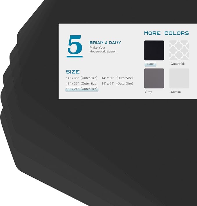 BRIAN & DANY Wire Shelf Liner 18" X 24", Heavy Duty Shelf Liners for Wire Shelving, Waterproof Protector Mats, Set of 5, Black