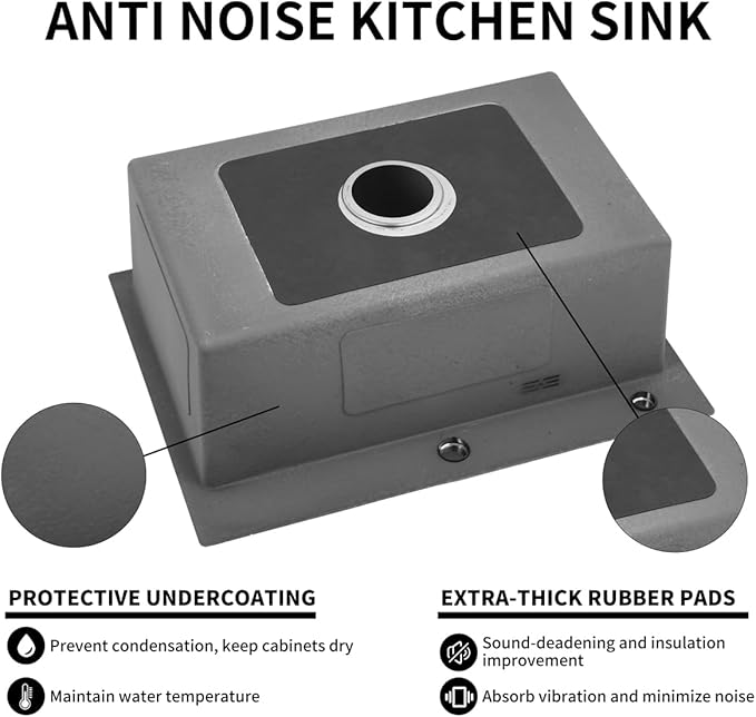 27 Inch Kitchen Sink Drop in Stainless Steel Top Mount Sink with Brushed Finish, Single Bowl Workstation Sink with Basket Strainer and Kitchen Sink Organizer, 26.8"D x 17.7"W x 8.3"H