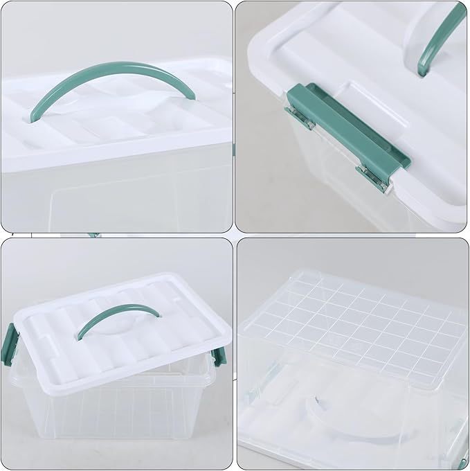 6-Pack 14 Quart Plastic Lidded Storage Bin with Handle, Clear Latching Storage Box