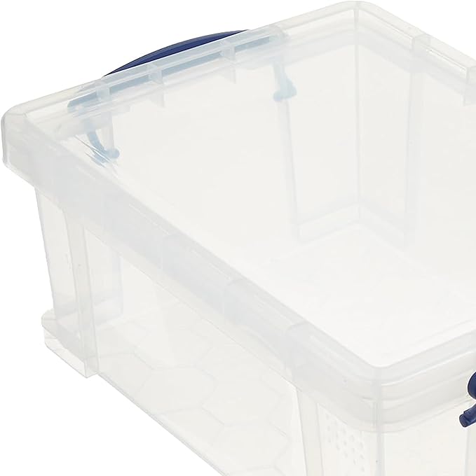 Really Useful Box Stackable 9 Liter Plastic Storage Container Bin with Snap Lid and Built-In Clip Lock Handles for Home & Office Organization (3 Pack)