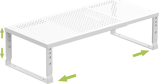 Jojocross Expandable Cabinet Shelf Organizer Storage Spice Rack Shelves for Kitchen Stackable Adjustable Pantry Cupboard Bathroom Countertop Desktop(1Pack/White/Large-with Hole)