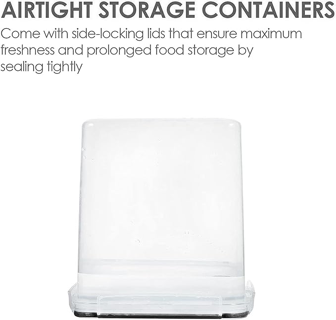 Vtopmart Food Storage Containers 2.5L / 84.5oz, 4 Pieces BPA Free Plastic Airtight Canister for Flour, Sugar, Baking Supplies, with 4 Measuring Cups and 24 Labels, Black