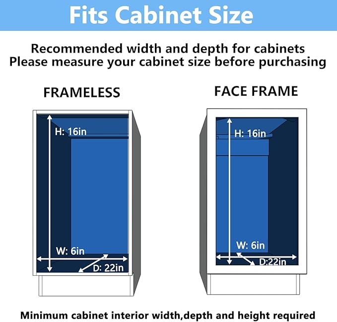 MODCART 2 Tier Individual Pull Out Cabinet Organizer 5½" W x 21½" D, Heavy Duty Cabinet Pull Out Shelves, Slide Out Drawers Organization for Kitchen Cabinets Bathroom