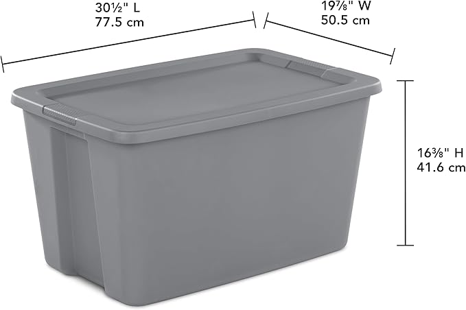 30-Gallon Storage Bins with Lids (2-Pack) – Heavy-Duty, Stackable Plastic Totes for Garage, Basement, Outdoor & Home Organization, Grey Weatherproof Containers