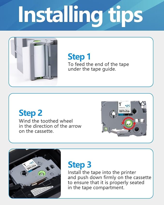 Weemay TZe-251 3 Pack Compatible for Brother P-Touch Label Tape 24mm 0.94 Laminated White 3/4 TZe TZ Tape TZ-251 TZ251 TZe251 for PT-D600 PT-D610BT PTP700 PTP710BT Printer, 0.94" x 26.2'