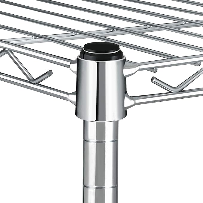 YSSOA Heavy Duty 5-Shelf Storage Shelves, 1750Lb Loading Capacity, 35.43" W x 17.72" D x 70.87" H Adjustable Shelving Unit with Wheels, Chrome, 2 Pack