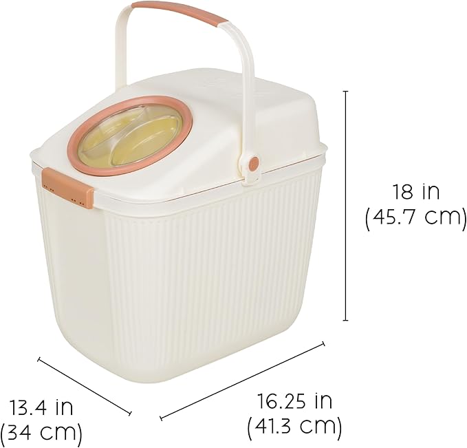 Harry Barker Lightweight Airtight Pet Food Storage Container, Eco-Friendly Recycled Plastic with Easy-Access Lid, Holds up to 25 lb Dry Dog or Cat Food