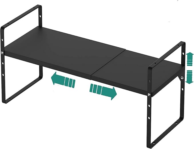 SUZLON Expandable Metal Shelf, 4-Tier Heavy Duty Kitchen Counter Shelf Organizer, Adjustable Shelf for Cabinet, Pantry, Countertop, 80lbs Capacity