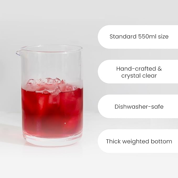 A Bar Above Cocktail Mixing Glass, Classic Style Crystal Stirring Pitcher, Thick Weighted Base for Stable Stirring, 18 Oz Drink Mixer, Bar Accessories, Ideal for Craft Cocktails at Home or Bars