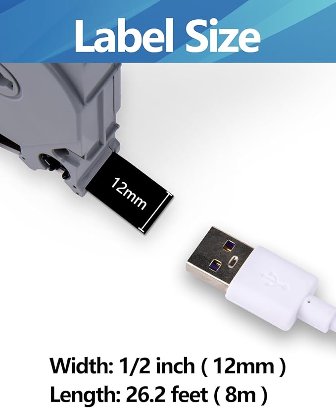 Weemay 3 Pack TZe335 12mm White on Black Laminated Label Tape Compatible with Brother Label Maker Tape TZe-335 TZe 335 TZ-335 TZ335 for PTouch PTD210 PTH110BP PTD410 PTD600 Printer, 0.47" x 26.2'