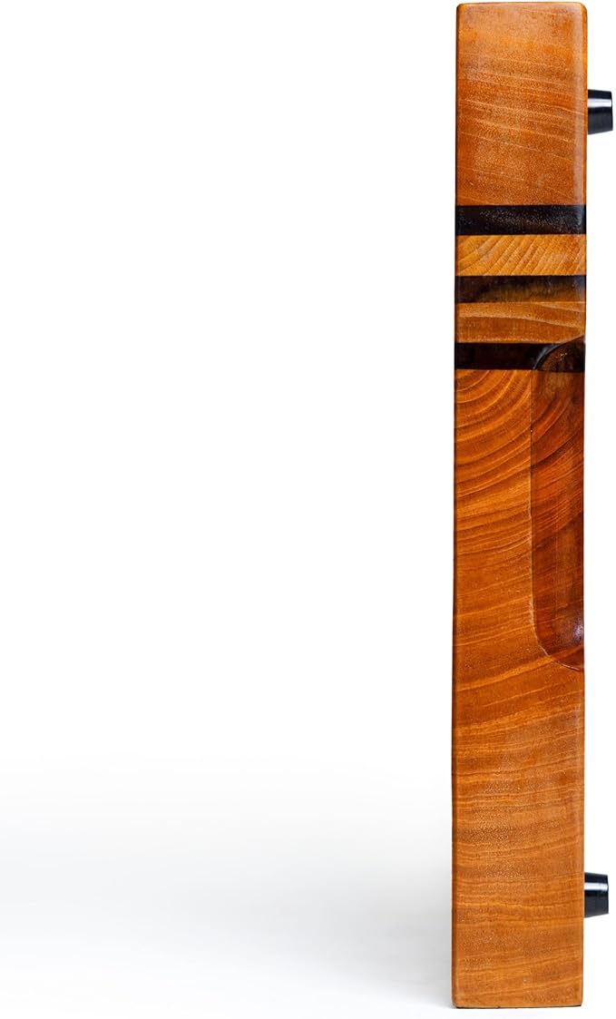 SHUMARU Mahogany Edge-Grain Cutting Board 19×12×1.6″ – Handmade in Bali with Black Sono Wood Inlays, Knife-Friendly, Non-Slip Feet & Ergonomic Handles – Luxury Gift for Chefs & Food Lovers