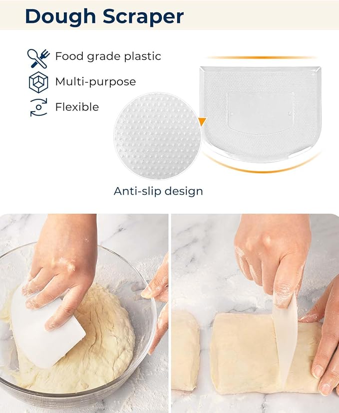 Lorzon Silicone Banneton Bread Proofing Baskets Set of 2, 9" Round & 10" Oval Foldable Sourdough Proofing Baskets with Sourdough Bread Baking Supplies, Including Bread Lame, Dough Scraper