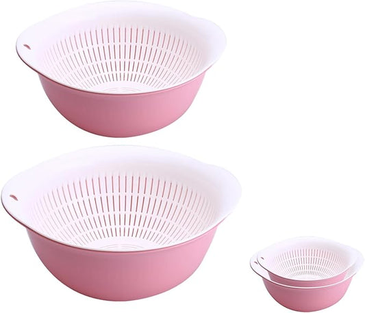 LUMUMIX Colander Bowl Set of 2, Nesting Large Capacity Plastic Food Strainer for Pasta, Vegetables and Fruits Washing Draining Basket, Space Saving, BPA Free