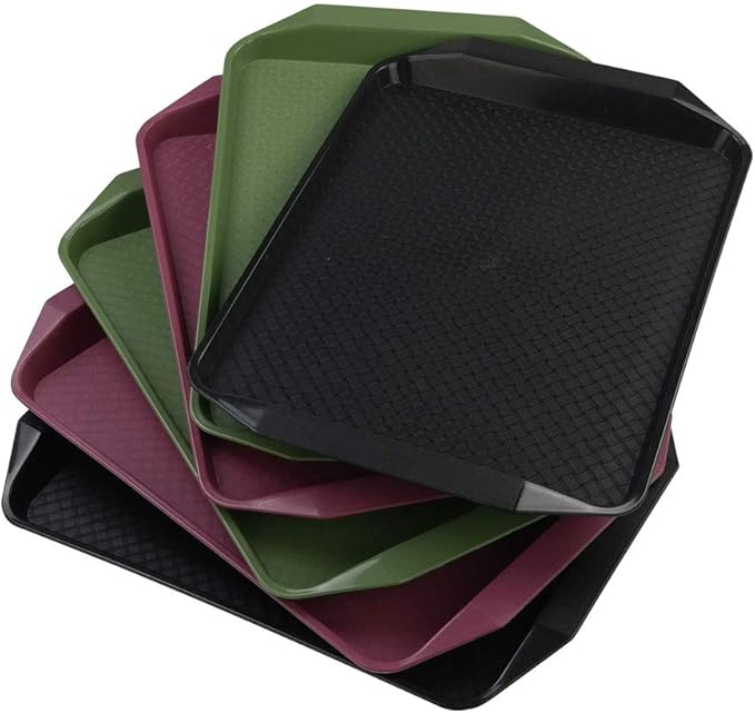 Ortodayes 6 Packs Plastic Fast Food Trays, Colored Serving Trays