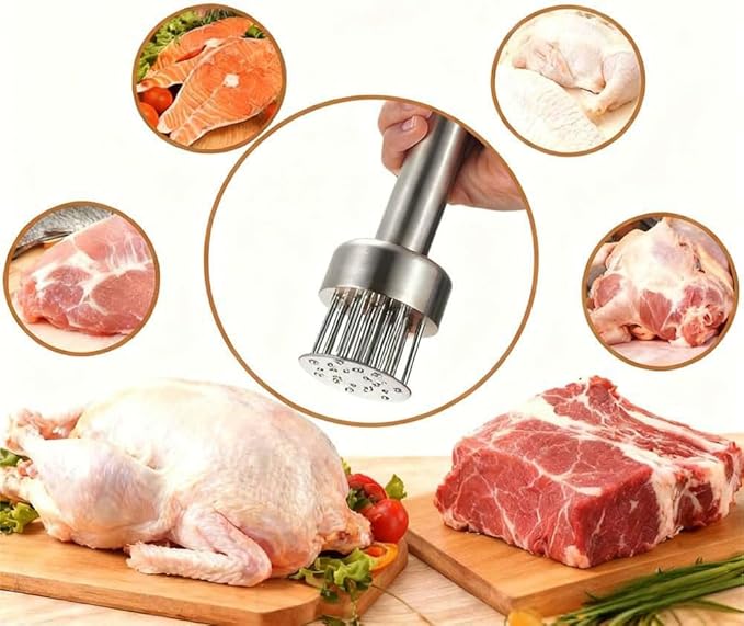 Meat Tenderizer Tool,304 Stainless Steel,for Tenderizing Beef,Steak, Chicken, Turkey, Pork,Dishwasher Safe,with 21 Needles & Retractable Safety Guard