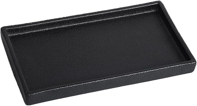 Eyrozia Bathroom Vanity Tray - 11'' Ceramic Rough-Textured Rectangle Countertop Tray, Heavy-Duty Perfume Organizer Plate, Jewelry Ring Tray, Kitchen Soap Dispenser Stone Trays, Black