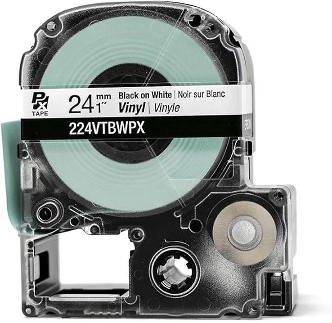 LABELWORKS 224VTBWPX Tape Cartridge - Black on White Flexible and Durable Vinyl Industrial Label Maker Tape - 1" (24MM) Wide, 22.9 ft
