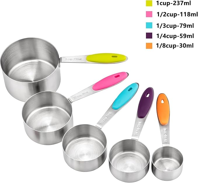 Measuring Cups and Spoons Set of 13 Including Stainless Steel Measuring Cups Nesting Measuring Spoons for Dry and Liquid Ingredients