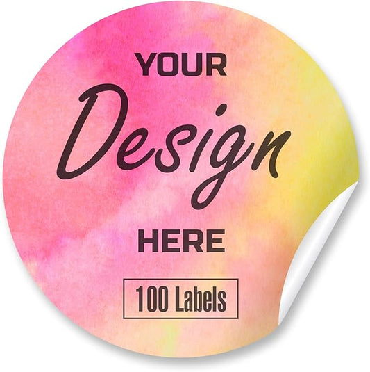 Custom Stickers Personalized Labels - Customized Stickers with Any Design Image Logo Text,Custom Thank You Label Stickers,Custom Stickers for Business Logo,100 Labels (Circle, 5"x5")