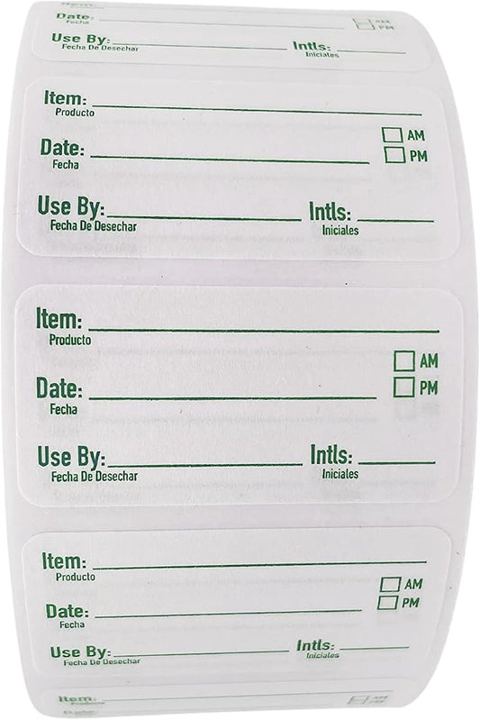 2x1 Dissolvable Food Labels, 250 Label Stickers, Bottle Labels for Storage Bins, Sticker Labels for Food containers, (250, Green)
