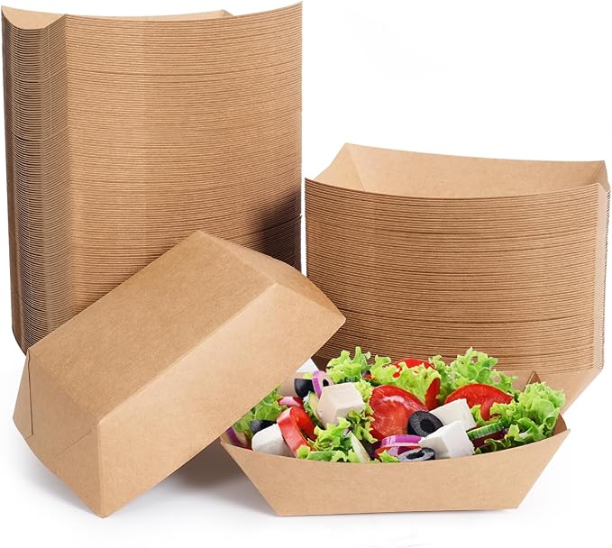 FGCHEEF 2lb Paper Food Trays, 250 Pack Disposable Paper Food Boat Serving Boats for French Fries Nachos Snack Hot Dog Taco BBQ Popcorn Bachelor Party Picnic