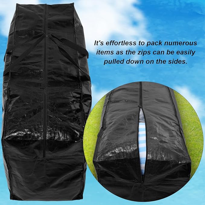 4 Pcs 66 Gallon Extra Large Moving Bags Heavy Duty Storage Bag with Strong Zipper Handle Foldable XXL Jumbo Storage Tote Packing Moving Box for College Dorm Travel Cloth Duffle (Black, Blue)
