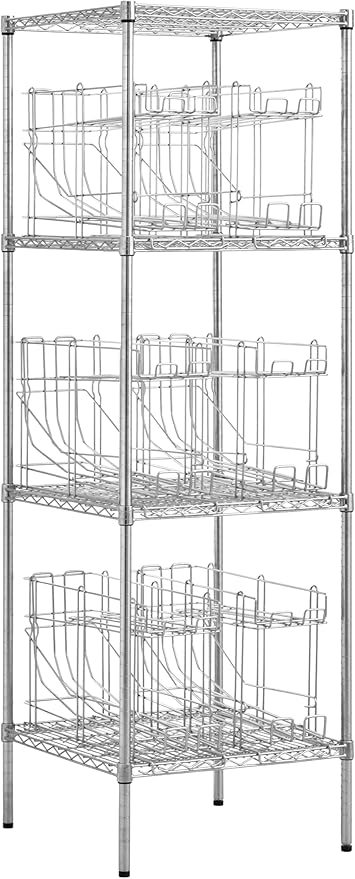Commercial 24" x 24" Chrome Wire Shelf Kit with 6 Wire Can Racks (28W-669)