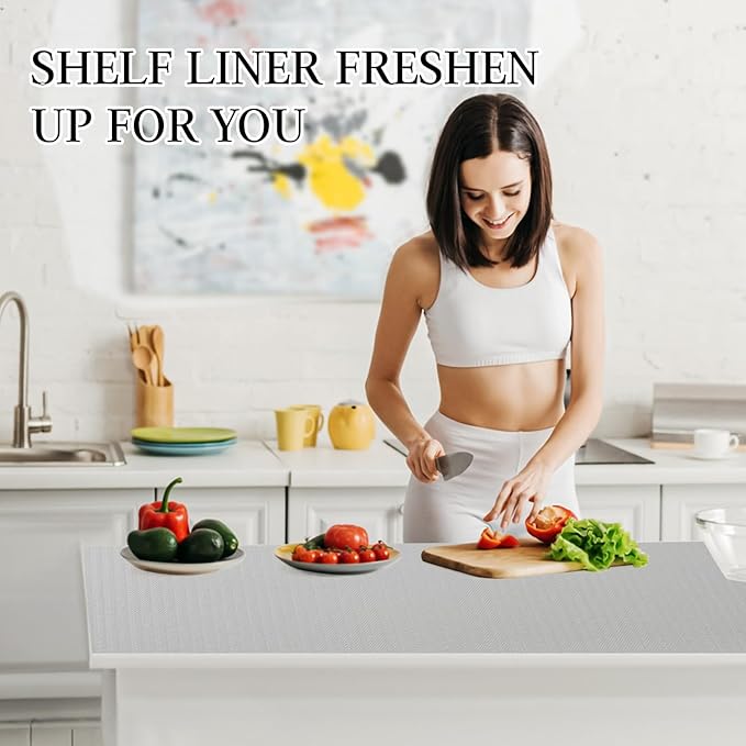 Beautysaid Shelf and Drawer Liner for Kitchen Cabinet, Non Adhesive Non Slip Shelf Paper Waterproof Washable Thickened for Dresser Pantry Shelve Bathroom Protector Liner(Light Grey,18 in x 10 FT)