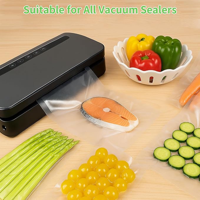 MakMeFre 200 Plus Gallon Size 12" x 16" Vacuum Sealer Bags with BPA Free and Heavy Duty,Great for Food Storage Vaccume Sealer PreCut Bag