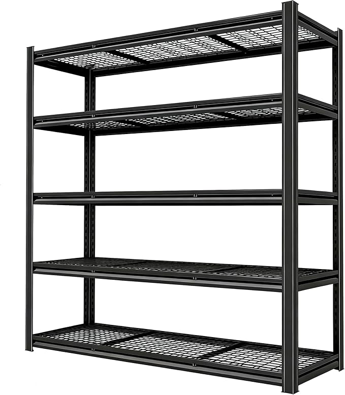 Extra Large 83.8" Hx 55.2" Widex 23.6" D Adjustable Industrial Metal/Steel 6-Shelf-Storage-Rack Heave Duty Utility Tall Garage/Warehouse Shelving Shelves Unit/System for Bin/Shed, Black