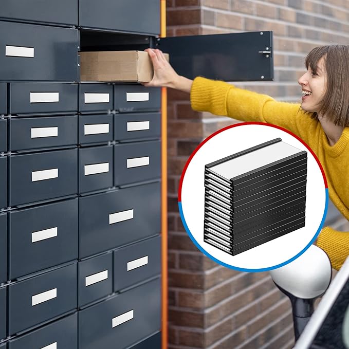 500 Pieces Magnetic Data Card Holders Channel Magnetic Label Holders Labels Racks with Magnets with 500 Protective Films and 1000 Replacement Strips for Metal Racks Shelf Bin (1 x 2 Inch)