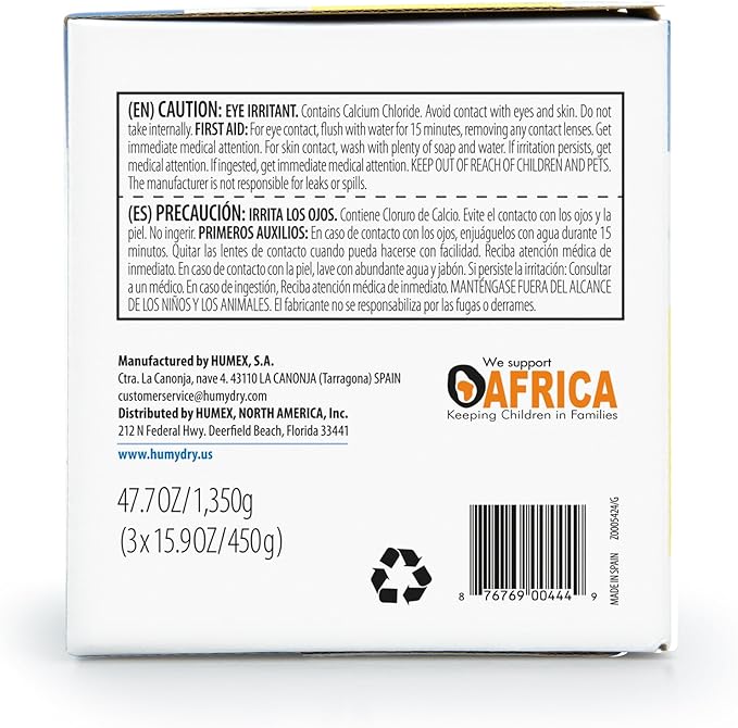 HUMYDRY Moisture Absorber Refills for 15.9 Oz Dehumidifier, 18 Count, 6 Packs of 3 Unscented Humidity Absorber Bags, Pre-Measured Non-Electric Humidity Absorber Refill Bags for Medium Enclosed Spaces