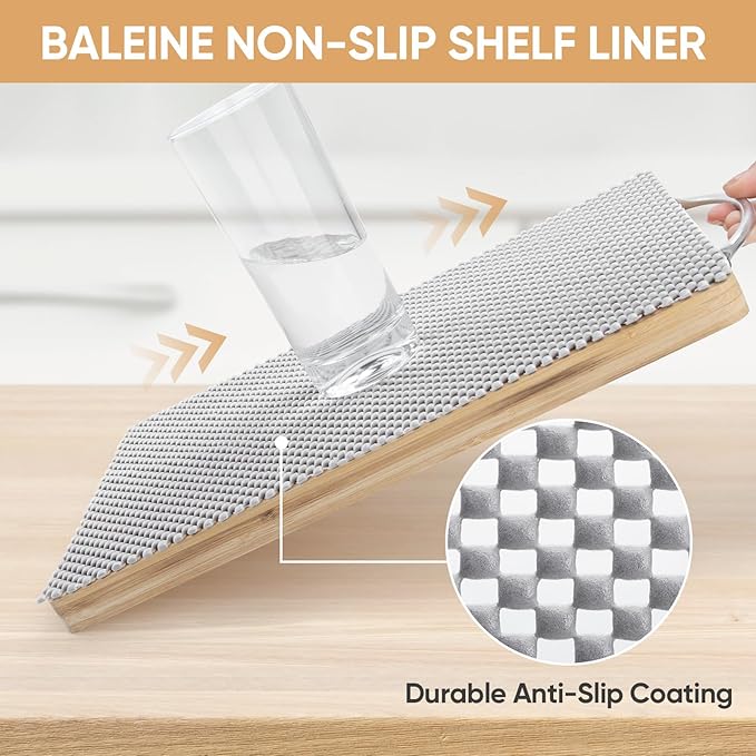 BALEINE Cabinet Liner, Drawer and Shelf Liner for Kitchen Cabinets Non-Adhesive, Non-Slip Protect Desks, Cupboard, Drawers, Shelves, Tableware (24 in x 20 Ft, Gray)