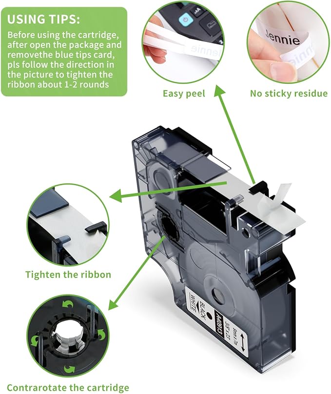 Freshworld Compatible with Dymo D1 Label Tape 3/8 Inch 40913 S0720680 Label Maker Refills d1, Black on White 9mm Refills, for LabelManager 160 210D 260P 280 360D Printer COLORPOP, 23 Ft, 6-Pack