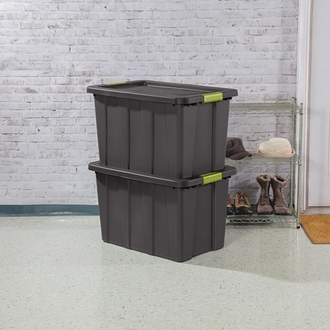 Sterilite 12-Pack Storage Bins with Lids, Heavy Duty Totes, Tuff1, 30 Gallon, Flat Gray