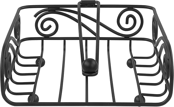 Specrum Scroll Deco Weighted Napkin Holder, Flat Napkin Holder With Weighted Arm, Traditional-Style Napkin Dispenser, Sturdy Steel Kitchen & Dining Room Décor Black