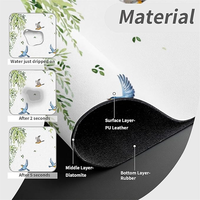 Kitchen Sink Splash Guard，willow tree Faucet Mat Sink Gadgets-Super Absorbent Fast Drying Mat Drip Catcher for Kitchen, Bathroom,Sink Mat, Dish Drying Mat, Bathroom(15" X 5.5" )
