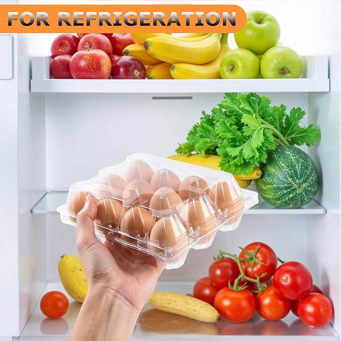 180 Pack Egg Cartons 6 Count, Clear Plastic Egg Cartons Cheap Bulk for Chicken Eggs, Reusable Egg Holder Container for Family, Chicken Farm and Markets, Medium